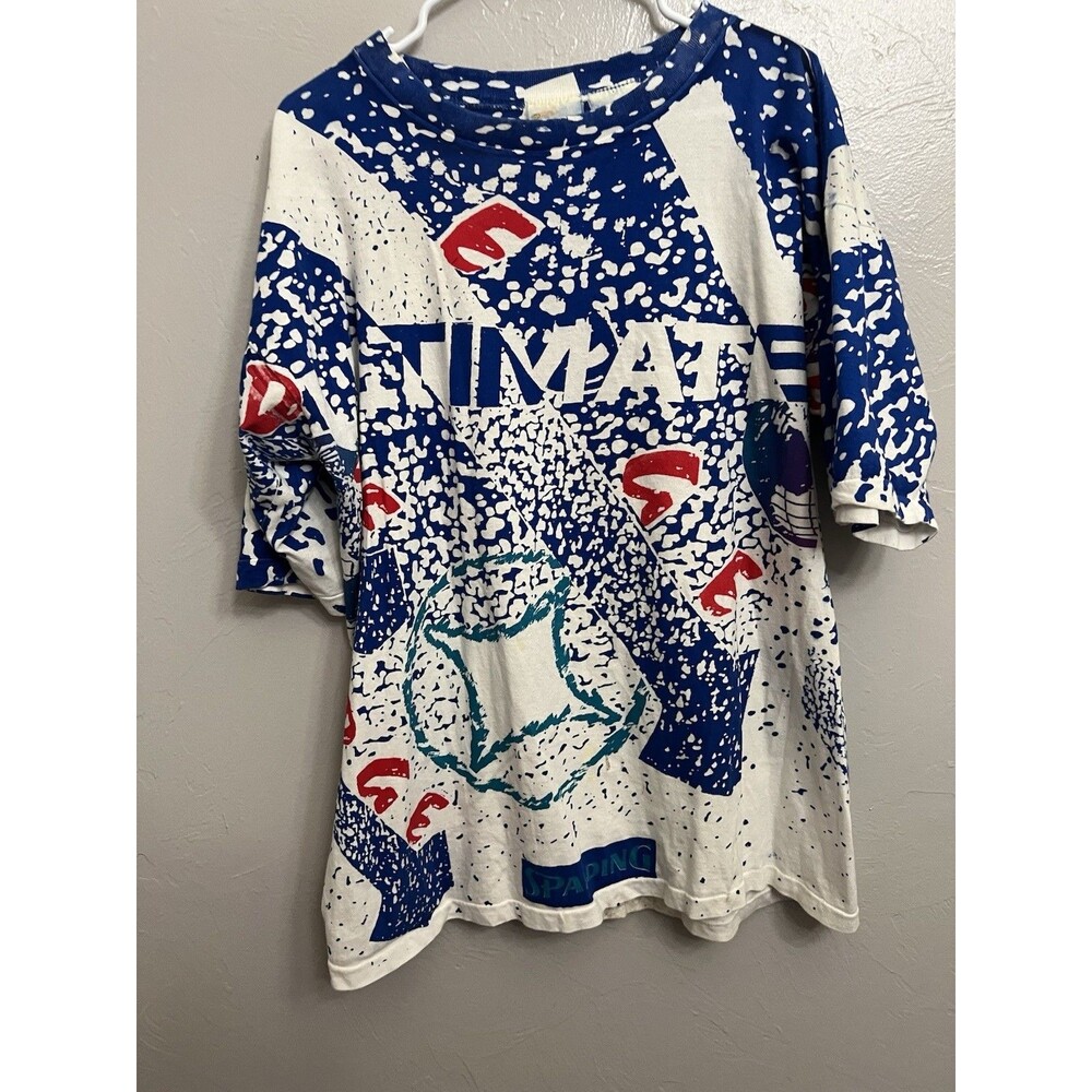 VTG Single Stitch Spalding All Over Print AOP Double Sided Basketball Shirt L